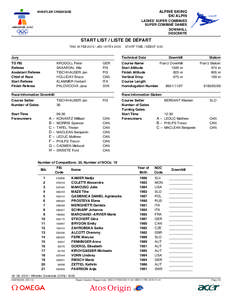 Start List Super Combined Downhill