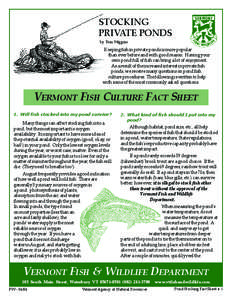 Ichthyology / Fish farming / Rainbow trout / Brook trout / Pond / Long Pond / Fish kill / Fish / Fisheries / Aquaculture