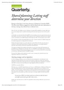 Shared planning: Letting staff determine your direction | SVA Consulting Quarterly:45 pm Shared planning: Letting staff determine your direction