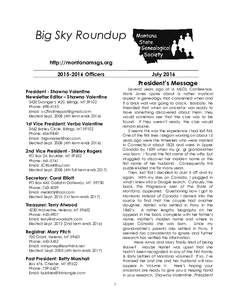 Big Sky Roundup http://montanamsgs.orgOfficers July 2016