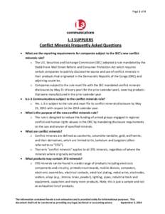 Page 1 of 4  L-3 SUPPLIERS Conflict Minerals Frequently Asked Questions 