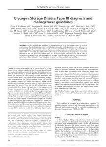 ACMG PRACTICE GUIDELINES  Glycogen Storage Disease Type III diagnosis and