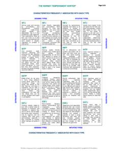 Page 3 of 9  THE KEIRSEY TEMPERAMENT SORTER* CHARACTERISTICS FREQUENTLY ASSOCIATED WITH EACH TYPE  ISTJ