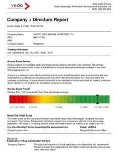 www.veda.com.au Veda Advantage Information Services and Solutions Ltd ACN: [removed]Company + Directors Report Current Date: [removed]:04:49 PM