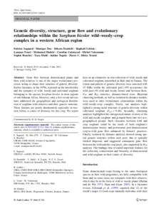 Theor Appl Genet DOI[removed]s00122[removed]ORIGINAL PAPER  Genetic diversity, structure, gene flow and evolutionary