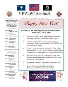 VFW-SC Sentinel Volume 2, Issue 4 An Official Publication of the VFW Department of South Carolina  Veterans of Foreign Wars