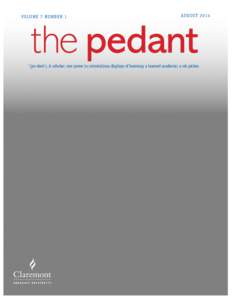 Volume 7 Number 1  august 2014 the pedant