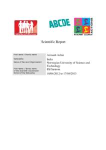 Scientific Report  First name / Family name Avinash Achar