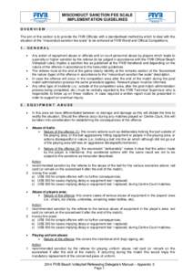 MISCONDUCT SANCTION FEE SCALE IMPLEMENTATION GUIDELINES OVERVIEW The aim of this section is to provide the FIVB Officials with a standardised method by which to deal with the situation of the “misconduct sanction fee s