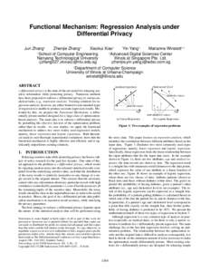 Functional Mechanism: Regression Analysis under Differential Privacy Jun Zhang1 Zhenjie Zhang2 Xiaokui Xiao1 Yin Yang2