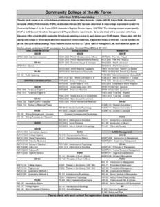 Community College of the Air Force Little Rock AFB Course Listing Transfer credit earned at any of the following institutions: Arkansas State University - Beebe (ASU-B), Embry Riddle Aeronautical University (ERAU), Park 