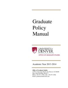Graduate Policy Manual Academic Year[removed]Office of Graduate Studies