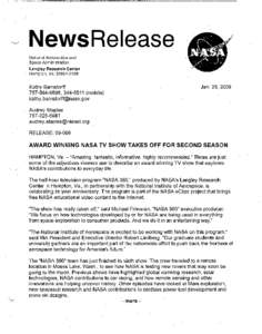 NewsRelease National Aeronautics and Space Administration Langley Research Center Hampton, Va[removed]