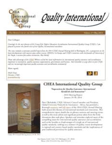 CHEA Intern a ti o n a l Quali ty Gr o up  Quality International