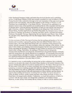 Statement from Fuller Theological Seminary