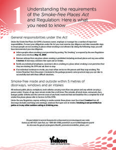 Understanding the requirements of the Smoke-free Places Act and Regulation: Here is what you need to know General responsibilities under the Act Under the Smoke-free Places Act (SFPA) a business owner, employer or manage