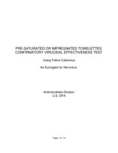 Pre-Saturated or Impregnated Towelettes Confirmatory Virucidal Effectivness Test