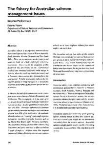 The fishery for Australian salmon: management issues Stephen McCormack Fisheries Victoria Deportment of Natural Resources and Environment 36 Rutland St, Box Hill VIC 3 128