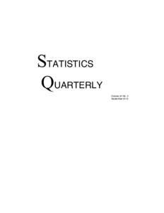 STATISTICS QUARTERLY Volume 34 No. 3 September 2012  Statistics Quarterly