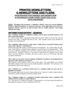 Updated: DecemberPRINTED NEWSLETTERS, E-NEWSLETTERS AND FLIERS Actual Questions from Legislators and Legislative Staff ASa)(2), (a)(2)(B), (a)(2)(E), (a)(2)(J), (a)(5), and (c);