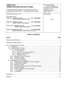 ORAU Team NIOSH Dose Reconstruction Project Technical Basis Document for the Fernald Environmental Management Project (FEMP) – Occupational Internal Dose Subject Expert: Bryce L. Rich