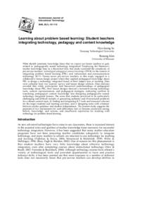 Technological Pedagogical Content Knowledge / Technology integration / Project-based learning / Problem-based learning / Inquiry-based learning / E-learning / Information and communication technologies in education / Lee Shulman / Learning platform / Education / Educational psychology / Educational technology