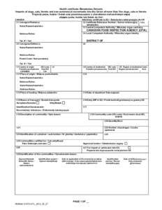 Health certificate /Świadectwo Zdrowia Imports of dogs, cats, ferrets and non-commercial movements into the Union of more than five dogs, cats or ferrets Przywóz psów, kotów i fretek oraz przemieszczanie o charakterz