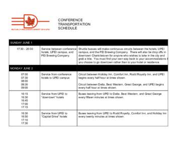    CONFERENCE  TRANSPORTATION  SCHEDULE   