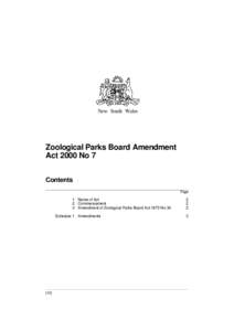 New South Wales  Zoological Parks Board Amendment Act 2000 No 7 Contents Page