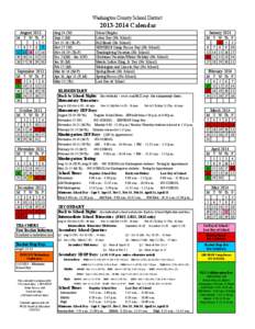 Washington County School District[removed]Calendar August 2013 M T W Th 1