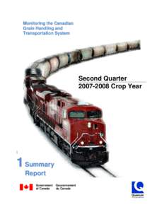 Monitoring the Canadian Grain Handling and Transportation System Second Quarter[removed]Crop Year