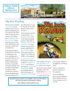 Abilene Public Library Spring 2013 APL NEWS Dig Into Reading