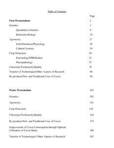 Table of Contents Page Oral Presentations