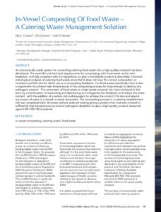 Gomez et al., In-Vessel Composting Of Food Waste – A Catering Waste Management Solution  In-Vessel Composting Of Food Waste – A Catering Waste Management Solution MGC Gomez1, SM Grimes1,* and D Moore2 1