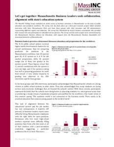 March 24, 2014  Let’s get together: Massachusetts Business Leaders seek collaboration, alignment with state’s education system The MassINC Polling Group conducted an online survey of business executives in Massachuse