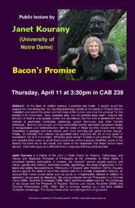Public lecture by  Janet Kourany (University of Notre Dame)