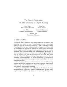 The Geneva Convention On The Treatment of Object Aliasing John Hogg Doug Lea Bell-Northern Research SUNY Oswego