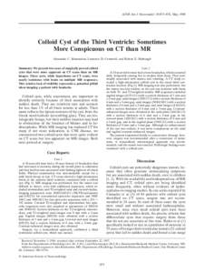 AJNR Am J Neuroradiol 19:875–878, May[removed]Colloid Cyst of the Third Ventricle: Sometimes