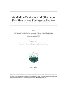 Acid Mine Drainage Overview