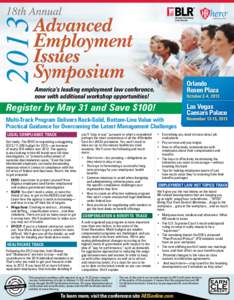 Orlando Rosen Plaza America’s leading employment law conference, now with additional workshop opportunities!