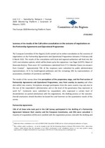 Unit E.2 – Subsidiarity Network / Europe 2020 Monitoring Platform / Covenant of Mayors / EGTC The Europe 2020 Monitoring Platform Team