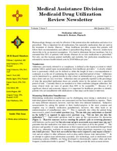 Medical Assistance Division Medicaid Drug Utilization Review Newsletter Volume 5 Issue 5  4th Quarter 2011