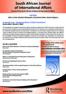 South African Journal of International Affairs Journal of the South African Institute of International Affairs  EDITORS