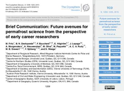 This discussion paper is/has been under review for the journal The Cryosphere (TC). Please refer to the corresponding final paper in TC if available. Discussion Paper  The Cryosphere Discuss., 9, 1209–1225, 2015