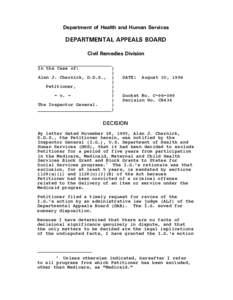 [removed]CR434 Alan J. Chernick,D.D.S v. OIG