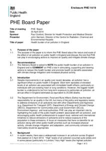 Enclosure PHE[removed]PHE Board Paper Title of meeting Date Sponsor