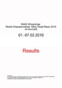 IWAS 10k World Championships 2010 Al-Ain 10Km Road Race T54 Female Rank 1 2