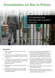 Commission on Sex in Prison  Consensual sex among men in prison Briefing paper 1