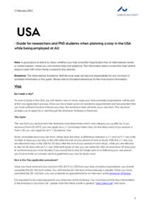 2 FebruaryUSA - Guide for researchers and PhD students when planning a stay in the USA while being employed at AU