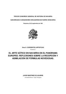 TERCER CONGRESO GENERAL DE HISTORIA DE NAVARRA NAFARROAKO KONDAIRAREN HIRUGARREN BATZARRE OROKORRA Pamplona, 20-23 septiembre de 1994